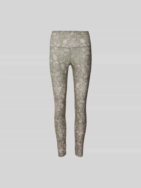 Legginsy z nadrukiem paisley na całej powierzchni Juvia oliwkowe