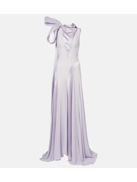 Rochie Mcqueen cu funde din satin violet
