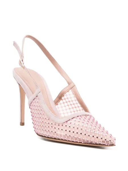 Pantofi cu toc Ginissima de cristal roz