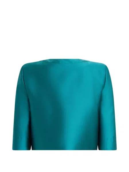 Geacă Alberta Ferretti din satin verde