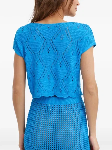 Top Benetton tricotate ajurat albastru