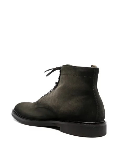 Botine Officine Creative cu șireturi din piele de căprioară verde