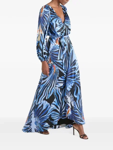 Rochie maxi Temperley London cu imagine plic albastru