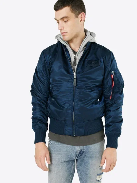 ALPHA INDUSTRIES Prehodna jakna D-Tec temno / svetlo siva / rdeča / črna modra
