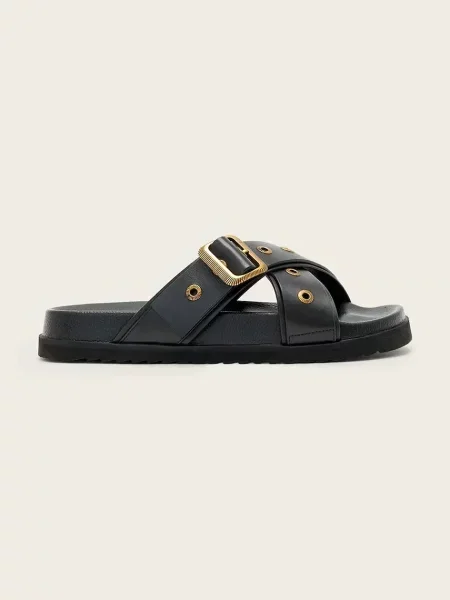 Kožne natikače AllSaints Suki Western Sandal crna