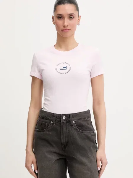 Tommy Jeans basic tričko růžové