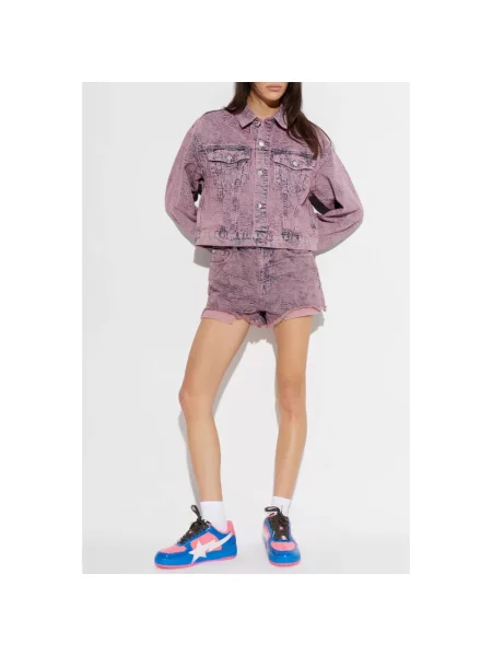 Kurtka jeansowa A Bathing Ape® o skróconej długości różowa