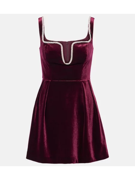 Rochie Self-portrait de catifea roșu