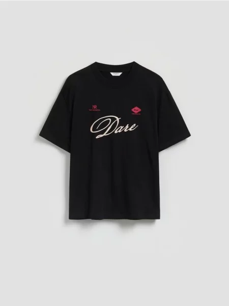 Reserved Tricou boxy cu imprimeu negru