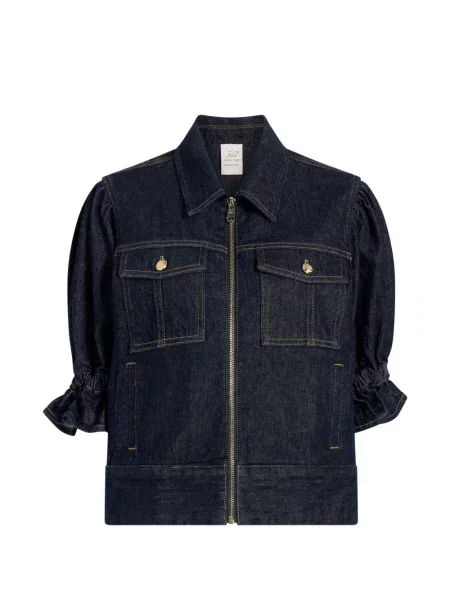 Kurtka jeansowa Cinq A Sept z falbankami niebieska