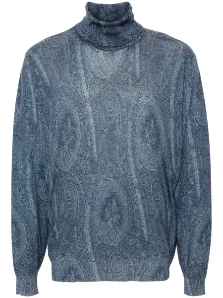 Sweter Etro z wzorem paisley żakardowy niebieski