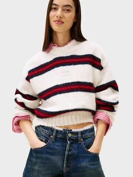 Свитер Tommy Jeans в полоску белый