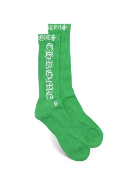 Șosete Chrome Hearts tricotate cu motiv cu inimi cu autograf verde