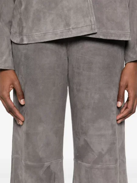 Pantaloni Forte_forte din piele de căprioară gri
