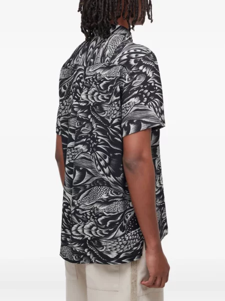 Къс риза Osklen с принт с абстрактен десен черно