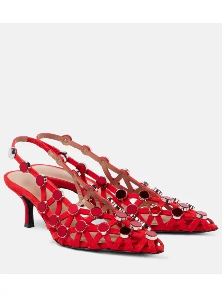 Pantofi cu toc The Attico din piele slingback roșu