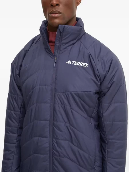 Пухен елец Adidas на райета с качулка бяло