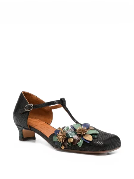 Pantofi cu toc Chie Mihara cu model floral cu aplicații negru