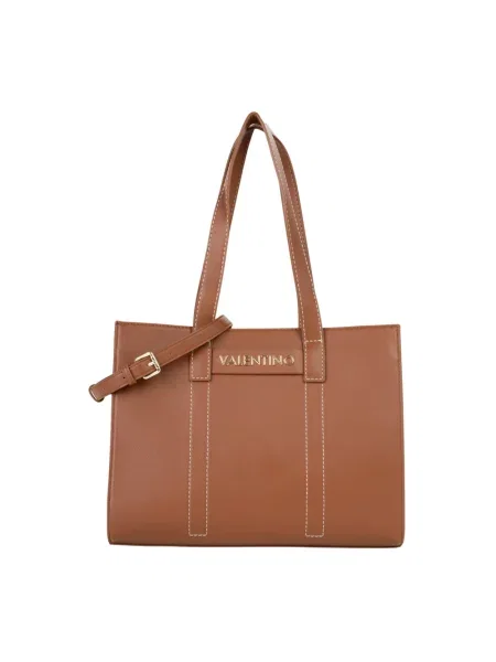 Lniana shopperka Valentino By Mario Valentino brązowa