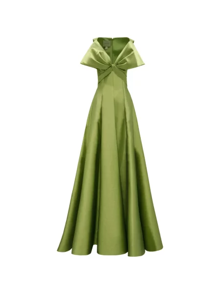 Sukienka maxi Gemy Maalouf z kokardką zielona