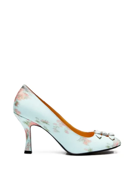 Pantofi cu toc Lili Curia cu model floral cu imagine cu cataramă albastru