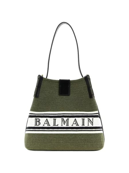 Vászon kézitáska Balmain autogrammal zöld