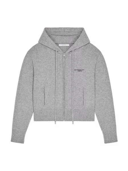 Bluza z kapturem Givenchy wełniana z kapturem szara