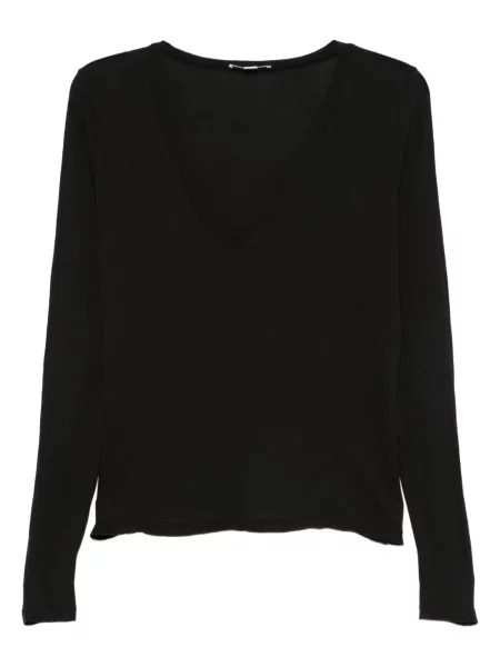 Tricou James Perse cu decolteu în V lung negru