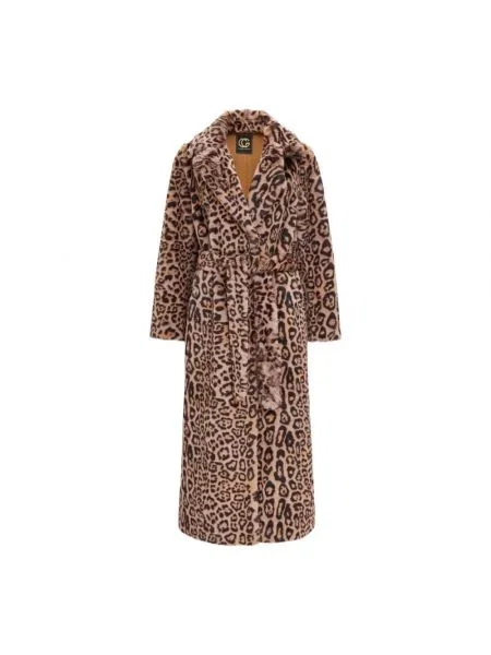 Długi płaszcz Cesare Gaspari z nadrukiem zwierzęcym brązowy