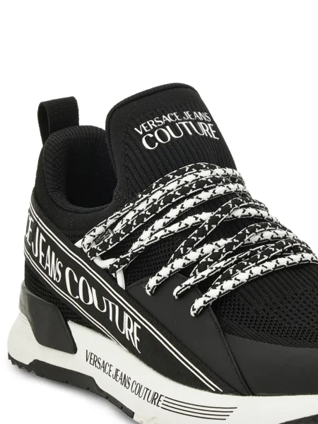 Sneakerși Versace Jeans Couture cu șireturi din dantelă cu autograf negru
