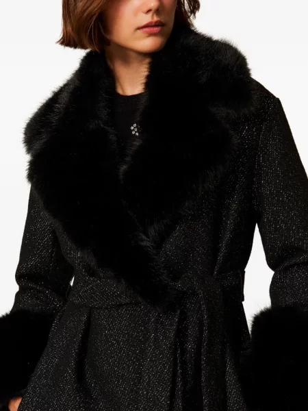 Palton de blană Twinset negru