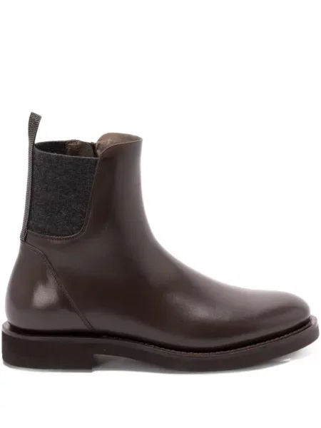 Cizme scurte Brunello Cucinelli din piele maro