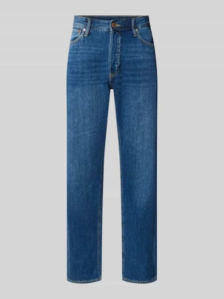 Jeansy o kroju straight fit z mieszanki bawełny model CHRIS' Jack & Jones niebieskie