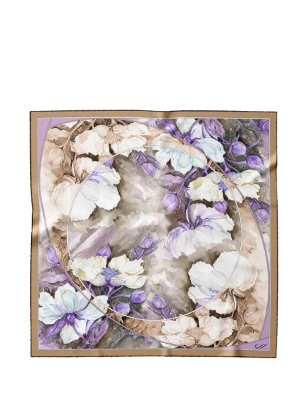 Fular Elizabetta de mătase cu model floral cu imagine violet