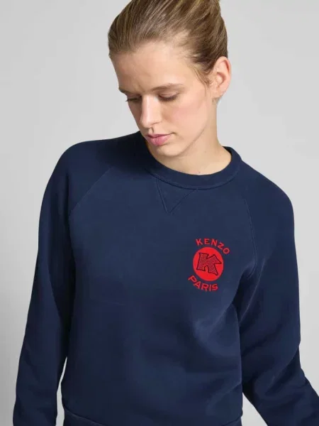 Sweter w kroju regular fit z wyhaftowanym logo Kenzo niebieski