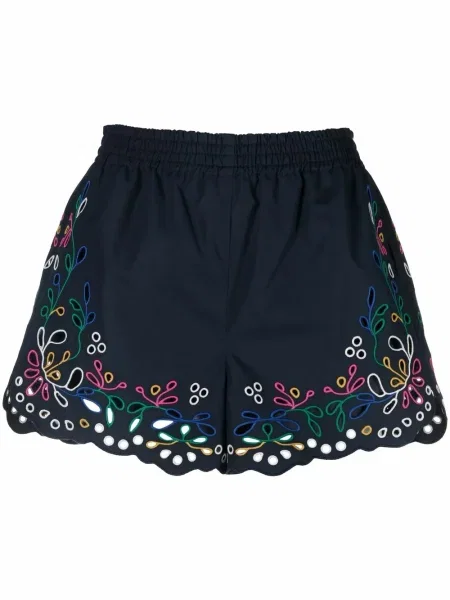 Pantaloni scurți Chloé cu broderie albastru
