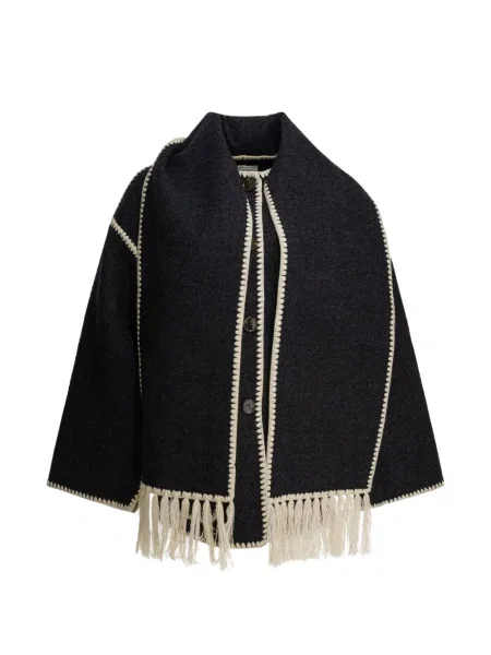 Palton Toteme cu franjuri negru