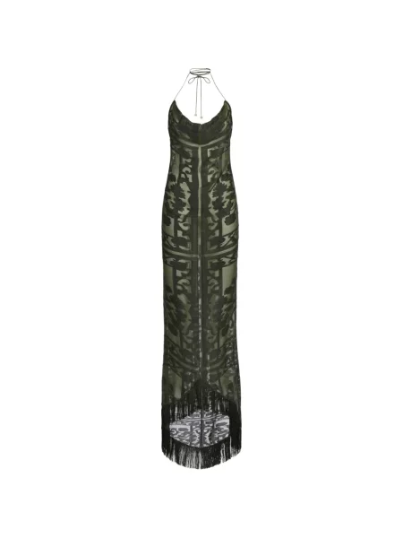 Rochie maxi Taller Marmo cu franjuri verde