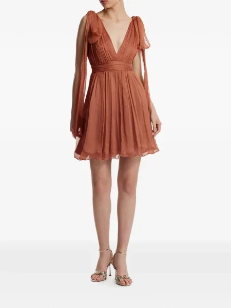 Rochie Framboise cu decolteu în V cu legături de costum portocaliu