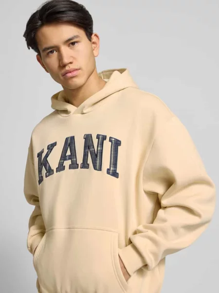 Bluza z kapturem wyhaftowanym logo i kieszenią kangurką Karl Kani biała
