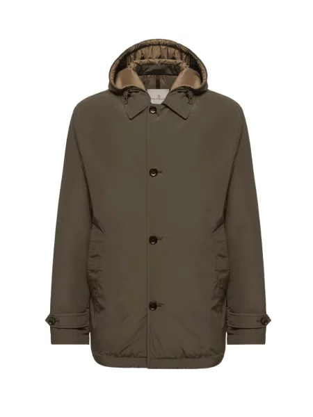 Geacă Moncler cu glugă maro