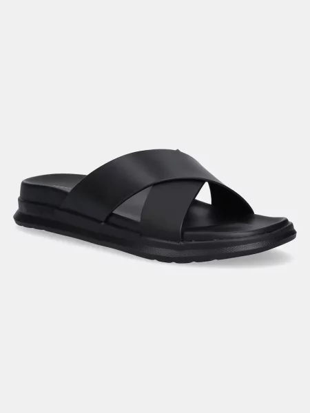 Kožne natikače Tommy Hilfiger D DENSITY HILFIGER LTH CC SAND za muškarce crna