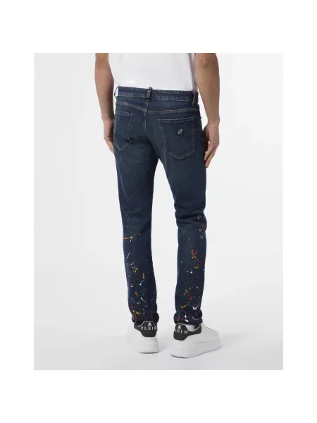 Jeansy straight leg Philipp Plein niebieskie