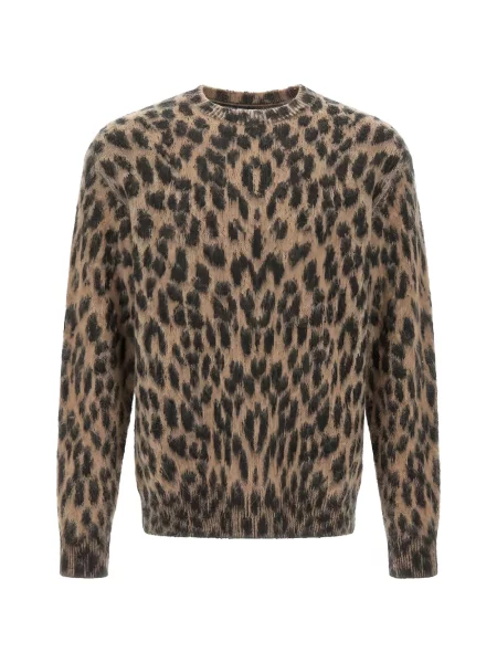 Pulover Laneus cu imagine cu model leopard maro
