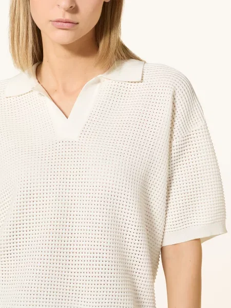 Jeanne Baret Pletené Polo Tričko Saffron bílá