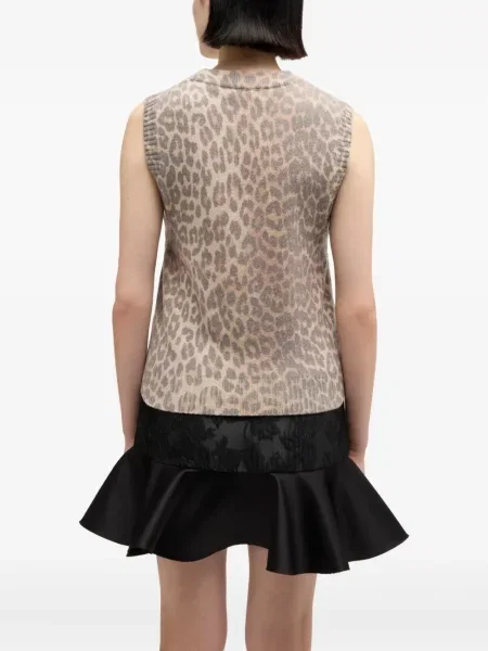 Vestă Ganni cu imagine cu model leopard maro
