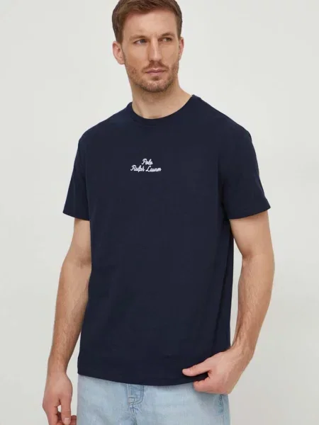Тениска Polo Ralph Lauren с изчистен дизайн тъмносиньо