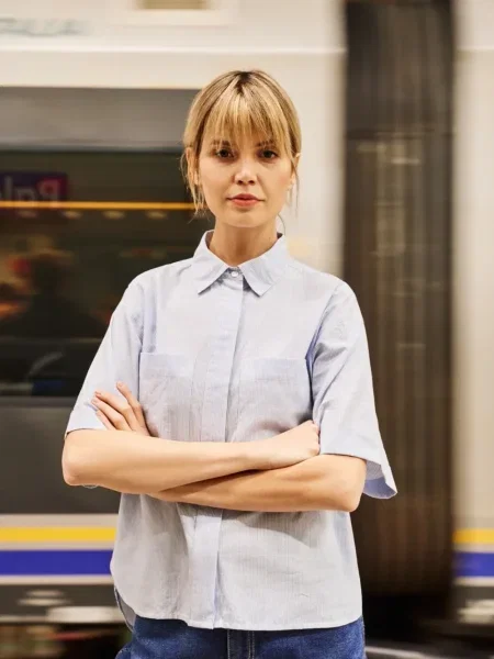 Koszula Marisse w paski niebieska