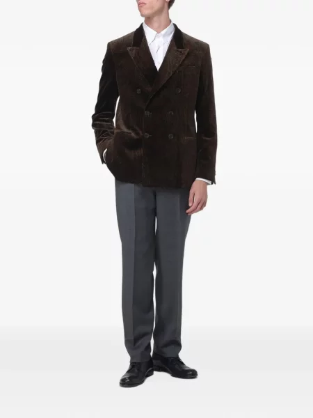 Palton Etro cu model paisley cu două rânduri de nasturi maro