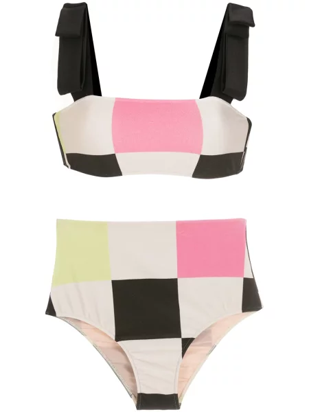 Strój kąpielowy Adriana Degreas w kratkę z nadrukiem biały